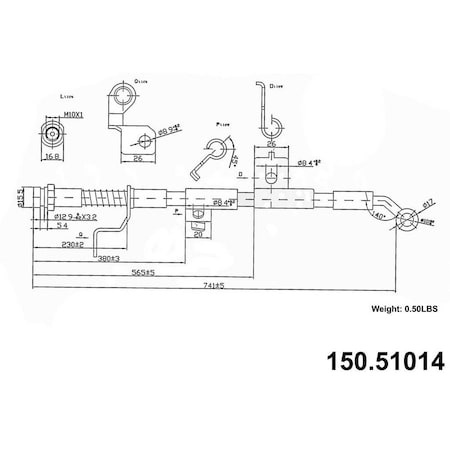 Centric Parts Brake Hose, 150.51014 150.51014